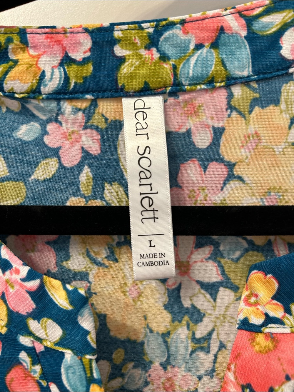 Scarlett Teal Floral Short-Sleeve V-Neck Blouse - Picture 3 of 3
